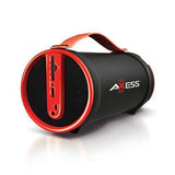 Axess Red Portable Bluetooth IndoorOutdoor 2.1 HiFi Cylinder Loud Speaker with BuiltIn 4 Inch Sub