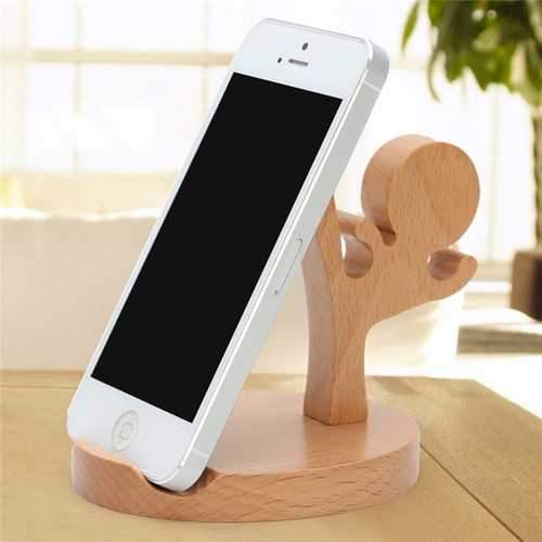 Universal Unique Wooden Kongfu Style Holder Kongfu Kid Phone Stand for iPhone 7 Samsung S8 Xiaomi