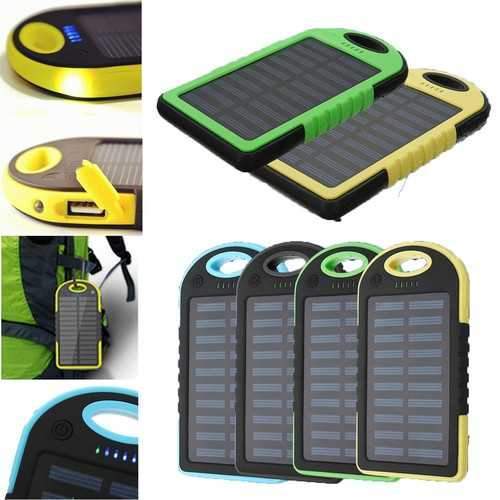 5000mAh External Solar Power Bank Battery Charger Dual USB With Charging Cable For Mobile Phone