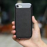 Rock Carbon Fiber Texture Hybrid TPU PC Case For iPhone 7