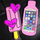 Sweet 3D Love Bottle Ice Cream Couples Case Soft Silicone Rubber Cover For iPhone 7