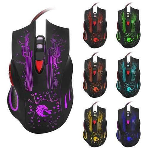 HXSJ H700 Fire Bird 6D 5500 DPI Colorful Backlight Wired Portable Optique Gaming Mouse