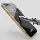 Luphie Metal Bumper+9H Tempered Glass Shell Case For iPhone 7/7 Plus & 8/8 Plus