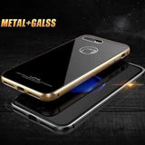 Luphie Metal Bumper+9H Tempered Glass Shell Case For iPhone 7/7 Plus & 8/8 Plus