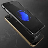 Luphie Metal Bumper+9H Tempered Glass Shell Case For iPhone 7/7 Plus & 8/8 Plus