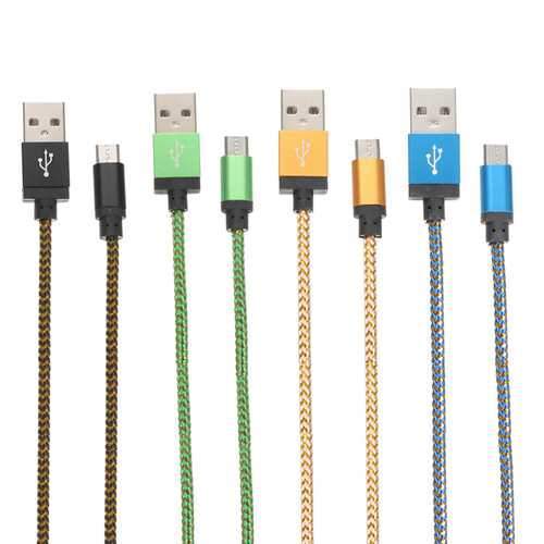 Bakeey Nylon Braided 2m 2A Micro USB Charging Data Cable For Mobile Phone