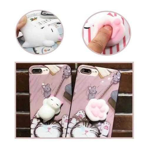 Bakeey Cartoon 3D Squishy Squeeze Slow Rising Soft Lazy Cat Claws PC Case for iPhone 7/8 7Plus/8Plu