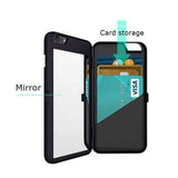 Mirror Card Slot Wallet Back Flip Bracket PC Case Cover for iPhone 7/8