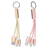 Universal 2 in 1 2*Type-C and Micro USB Key Chain USB Data Cable for Mobile Phone