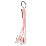 Universal 2 in 1 2*Type-C and Micro USB Key Chain USB Data Cable for Mobile Phone