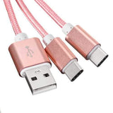 Universal 2 in 1 2*Type-C and Micro USB Key Chain USB Data Cable for Mobile Phone