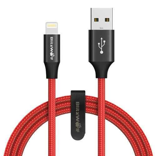 BlitzWolf AmpCore Turbo BW-MF10 2.4A Braided Lightning Charging Data Cable 6ft with MFI for iPhone 8 Plus X