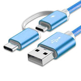 Bakeey 2 in 1 Type C Micro USB Nylon Braided Data Charging Cable USB 2.0 for Xiaomi 6 Oneplus S8 S7