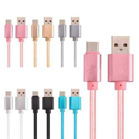 2.1A Braided Type C Data Sync Charging Cable 2m For OnePlus 5 Xiaomi 6 Samsung Note 8 S8