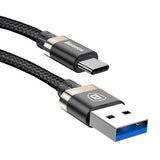 Baseus 3A USB3.0 Type C Braided Fast Charging Data Cable 1m For Oneplus 6 Xiaomi Mi8 Mix 2s S9+