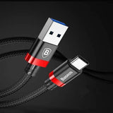 Baseus 3A USB3.0 Type C Braided Fast Charging Data Cable 1m For Oneplus 6 Xiaomi Mi8 Mix 2s S9+