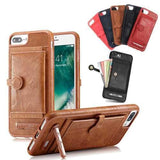 Multifunction Card Slot Bracket PU Leather Shockproof Case for iPhone 8