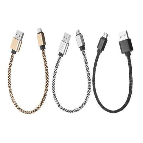 Nylon Braided 25cm 2A Micro USB V8 Charging Cable for Mobile Phone