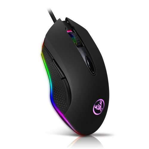 HXSJ S500 RGB Backlit Gaming Mouse 6 Buttons 4800DPI Optical USB Wired Mice Macros Define