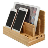 Multifunctional Bamboo Charger Dock Stand Desktop Phone Holder Organizer for Phone Tablet PC