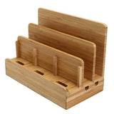 Multifunctional Bamboo Charger Dock Stand Desktop Phone Holder Organizer for Phone Tablet PC