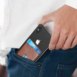 FLOVEME Universal Credit Card Holder Pocket PU Leather Pouch for Samsung iPhone Xiaomi