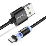 RAXFLY Micro USB LED Magnetic Braided Charging Cable 1m For Xiaomi Redmi 5 Plus Note 4X 5 S7