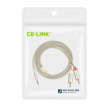 CE-LINK 2 in 1 Splitter 3.5mm Male to Male 2 RCA AUX Audio Cable Adapter for Smartphone Speaker DVD