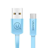 USAMS U2 Type C Flat Fast Charging Data Cable 1.2M For Oneplus 6 5t Xiaomi Mi8 Mi A1 Mix 2 S9+