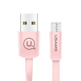 USAMS U2 Micro USB Flat Fast Charging Data Cable 1.2M For Xiaomi Redmi Note 5 Note 4 5 Plus S7 Edge