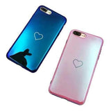 Blue Ray Laser Mirror Love Heart Soft TPU Protective Case for iPhone X/7/8 Plus/6/6s Plus