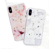 Glitter Glossy Bling Marble Soft TPU Protective Case for iPhone X 6/6s Plus/7/8 Plus