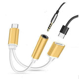 Bakeey 2 in 1 Type-C Headphone 3.5mm Jack Adapter Audio Cable for Samsung Xiaomi Huawei Letv