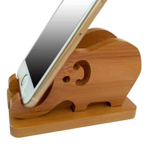 Universal Wooden Elephant Shape Desktop Bracket Phone Holder for iPhone 8 X Xiaomi Mobile Phone