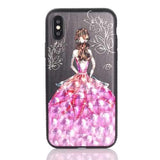 Bakeey 3D Painting Protective Case For iPhone X/8/8 Plus/7/7 Plus/6s Plus/6 Plus/6s/6 Pink Dress Glitter Bling