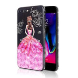 Bakeey 3D Painting Protective Case For iPhone X/8/8 Plus/7/7 Plus/6s Plus/6 Plus/6s/6 Pink Dress Glitter Bling