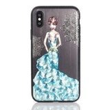 Bakeey 3D Painting Protective Case For iPhone X/8/8 Plus/7/7 Plus/6s Plus/6 Plus/6s/6 Blue Dress Glitter Bling