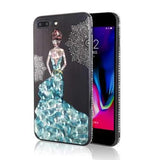 Bakeey 3D Painting Protective Case For iPhone X/8/8 Plus/7/7 Plus/6s Plus/6 Plus/6s/6 Blue Dress Glitter Bling