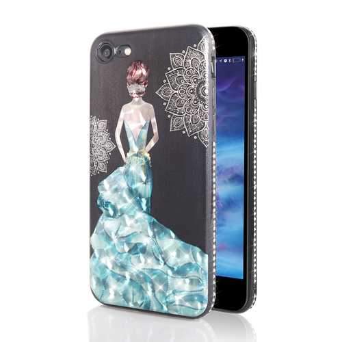 Bakeey 3D Painting Protective Case For iPhone X/8/8 Plus/7/7 Plus/6s Plus/6 Plus/6s/6 Blue Dress Glitter Bling