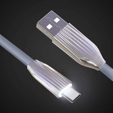 Cafele LED Light 2.1A Type C Flat Fast Charging Data Cable 1.2m For Oneplus 6 Xiaomi 8 8 se S9