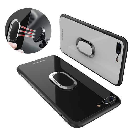 Bakeey 360 Rotation Ring Kickstand Magnetic Glass Protective Case for iPhone 7/7 Plus/8/8 Plus