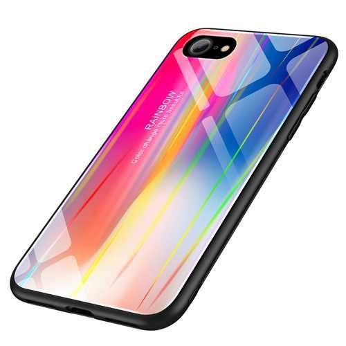 Laser Aurora Gradient Color Tempered Glass Protective Case for iPhone 7/8