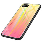 Laser Aurora Gradient Color Tempered Glass Protective Case for iPhone 7/8