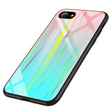 Laser Aurora Gradient Color Tempered Glass Protective Case for iPhone 7/8