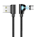 FLOVEME 90 Degree Angle Micro USB LED Magnetic Braided Fast Charging Data Cable 1M For Smart Phone