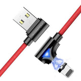 FLOVEME 90 Degree Angle Micro USB LED Magnetic Braided Fast Charging Data Cable 1M For Smart Phone