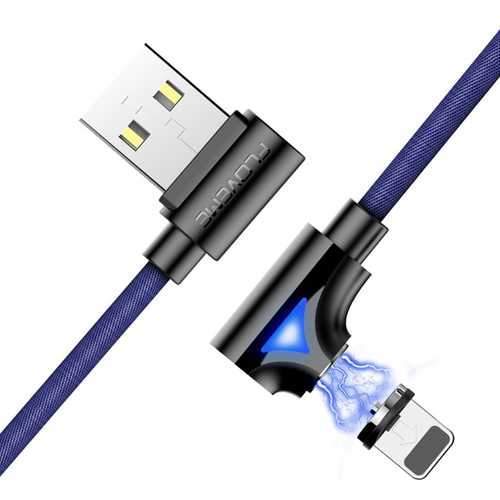 FLOVEME 90 Degree Angle Micro USB LED Magnetic Braided Fast Charging Data Cable 1M For Smart Phone