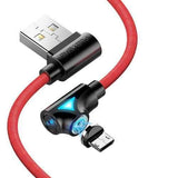 FLOVEME 90 Degree Angle Micro USB LED Magnetic Braided Fast Charging Data Cable 1M For Smart Phone