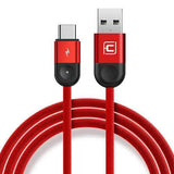 Cafele 2.4A Nylon Braided Type C Fast Charing Data Cable With LED Light 1.2M For Smart Phone Tablet