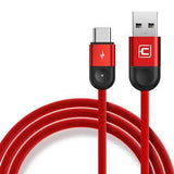 Cafele 2.4A Nylon Braided Type C Fast Charing Data Cable With LED Light 1.2M For Smart Phone Tablet